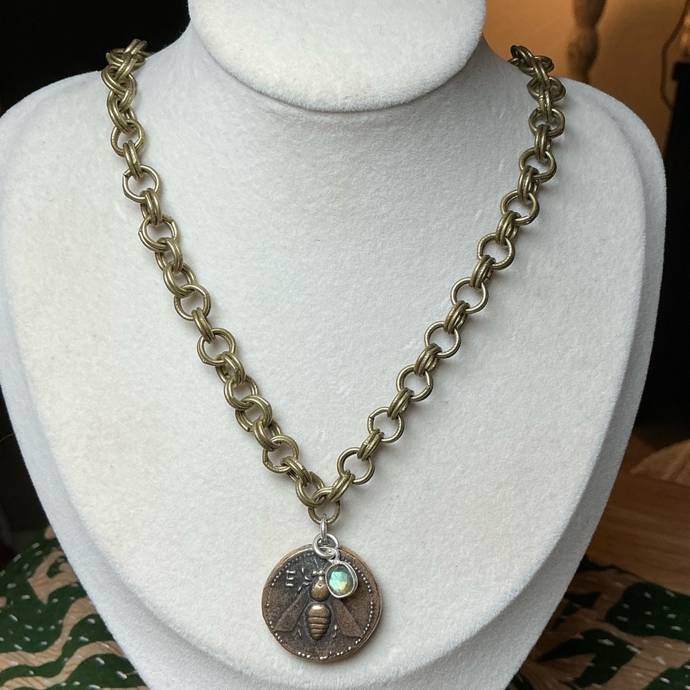 Double Rollo Gold Chain with Greek Vintage Coin ~ Artemis of Ephesus - Picture 2 of 7